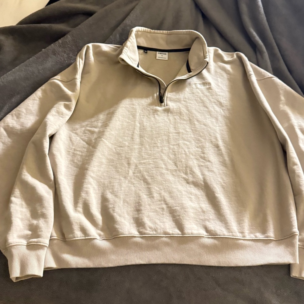 Gymshark Cream Zip Up Sweater with Soft Fabric